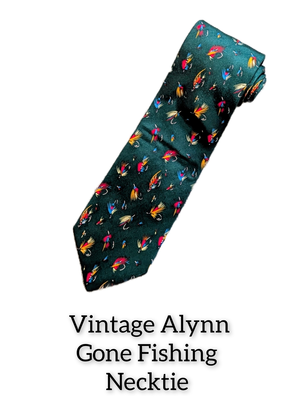 Men’s Dark Green Fishing Motif Necktie